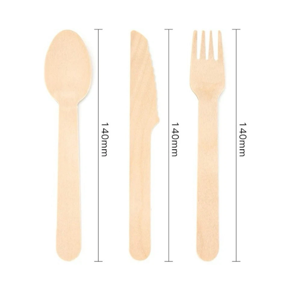 Wooden Compostable Cutlery Set size